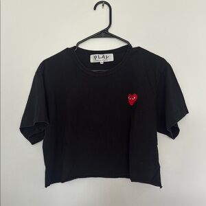 Comme des Garcons PLAY Black Crop Top with Red Heart